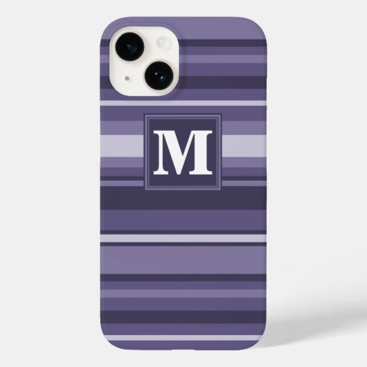 モノグラムのヘザー紫ストライプのケースメイトiPhone c Case-Mate iPhoneケース (裏面)