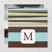 モノグラムのベビーの写真の発表 案内状 (正面/裏面)