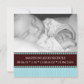 モノグラムのベビーの写真の発表 案内状 (裏面)