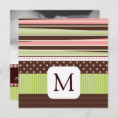 モノグラムのベビーの写真の発表 案内状 (正面/裏面)