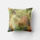 モノグラムのベージュ緑の水彩画の秋の装飾用クッション クッション (裏面)