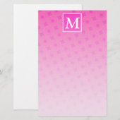 モノグラムのホットピンクの円パターン 便箋 (正面/裏面)