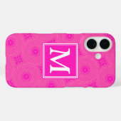 モノグラムのホットピンクの円パターン Case-Mate iPhoneケース (裏面 (横))