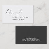 モノグラムのホワイトグレイパーソナルトレーナーモダン 名刺 (正面/裏面)