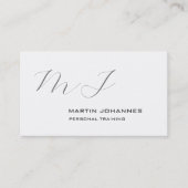 モノグラムのホワイトグレイパーソナルトレーナーモダン 名刺 (正面)