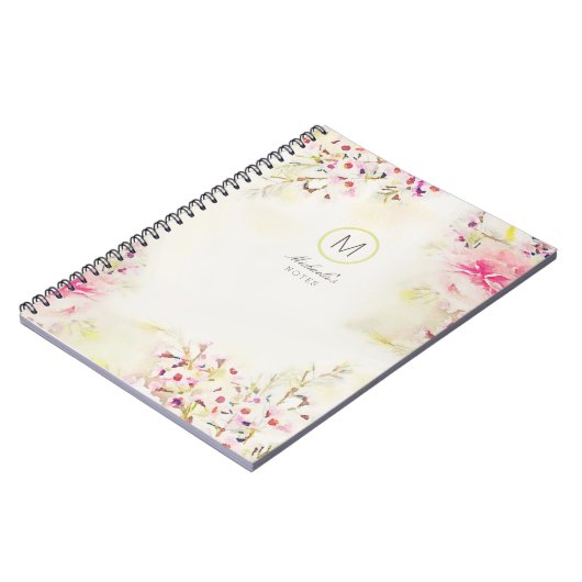 モノグラムのボヘミアのヴィンテージの水彩画のノート ノートブック (左側)