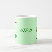 モノグラムのマグを持つゴルフ女性ゴルファー コーヒーマグカップ (中央)