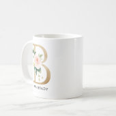 モノグラムのマグ、花のモノグラムBのカスタムなギフト コーヒーマグカップ (正面左)