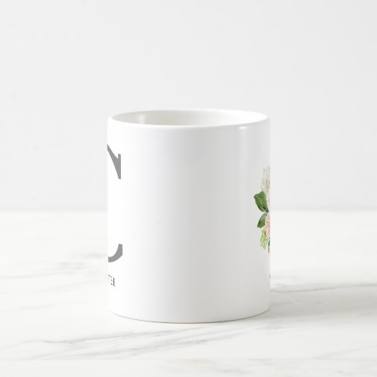 モノグラムのマグ、花のモノグラムCのカスタムなギフト コーヒーマグカップ (中央)