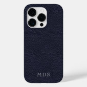 モノグラムのミッドナイトフェイクブルーレザールック Case-Mate iPhoneケース (裏面)
