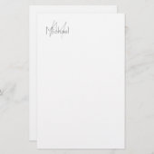 モノグラムのミニマルなプレーンな現代名 便箋 (正面/裏面)