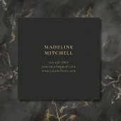 モノグラムのミニマルエレガント華美黒金ゴールド スクエア名刺