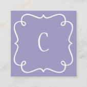 モノグラムのミニマルトレンディー紫QRコード スクエア名刺 (正面)