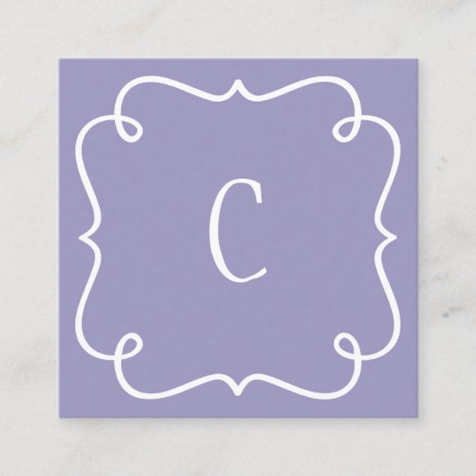 モノグラムのミニマルトレンディー紫QRコード スクエア名刺 (正面)