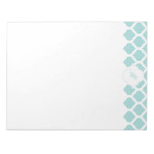 モノグラムのメモ帳を使用した青いモロッコパターン ノートパッド (正面)