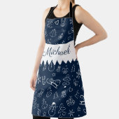 モノグラムのメリークリスマスとハッピーニューイヤー!20XX エプロン (インサイチュ)