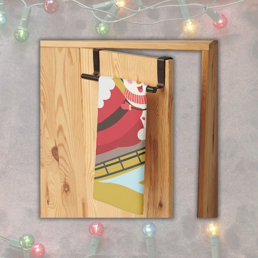 モノグラムのメリー金ゴールド上の明るいクリスマス | キッチンタオル