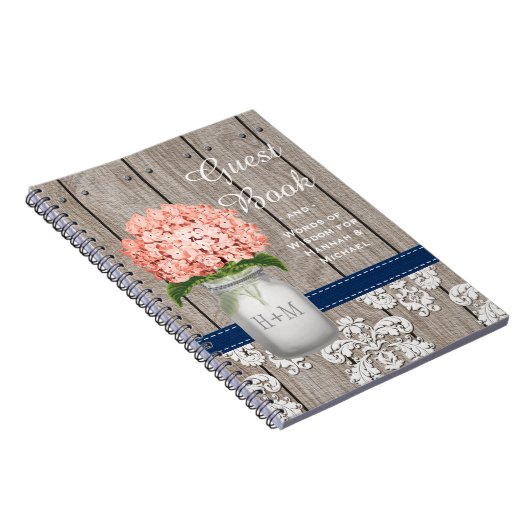 モノグラムのメーソンジャー珊瑚海軍アジサイの来客名簿 ノートブック (右側)