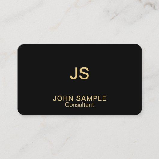 モノグラムのモダンな専門のエレガントで黒い金ゴールド 名刺 (正面)