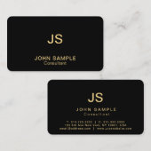 モノグラムのモダンな専門のエレガントで黒い金ゴールド 名刺 (正面/裏面)