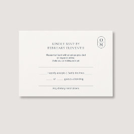 モノグラムのモダンな結婚式RSVP 出欠カード