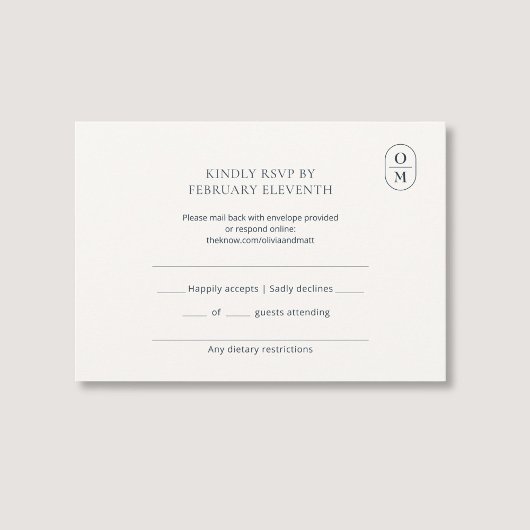 モノグラムのモダンな結婚式RSVP 出欠カード