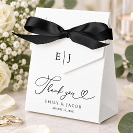モノグラムのモダンな黒と白の結婚式 フェイバーボックス