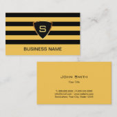 モノグラムのモダンな黒及び金ゴールドは縞で飾ります 名刺 (正面/裏面)