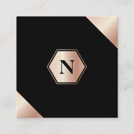 モノグラムのモダンなGoldRoseの正方形の名刺 スクエア名刺