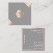 モノグラムのモダンなGoldRoseの正方形の名刺 スクエア名刺 (正面/裏面)