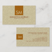 モノグラムのモダンはっきりしたベージュ&ブラウンダマスク 名刺 (正面/裏面)