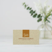 モノグラムのモダンはっきりしたベージュ&ブラウンダマスク 名刺 (スタンド正面)