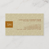 モノグラムのモダンはっきりしたベージュ&ブラウンダマスク 名刺 (裏面)