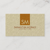 モノグラムのモダンはっきりしたベージュ&ブラウンダマスク 名刺 (正面)