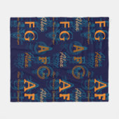 モノグラムのモダンイニシャルと名前の照合 フリースブランケット (正面(横))