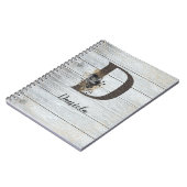 モノグラムのモダンエレガントゴシックブラックバラD ノートブック (左側)