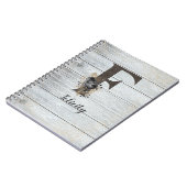 モノグラムのモダンエレガントゴシックブラックバラF ノートブック (左側)