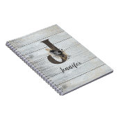 モノグラムのモダンエレガントゴシックブラックバラJ ノートブック (右側)