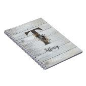 モノグラムのモダンエレガントゴシックブラックバラT ノートブック (右側)