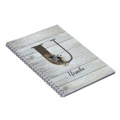 モノグラムのモダンエレガントゴシックブラックバラUノートブ ノートブック (右側)