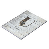 モノグラムのモダンエレガントゴシックブラックバラUノートブ ノートブック (左側)