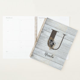 モノグラムのモダンエレガントゴシックブラックバラU プランナー手帳