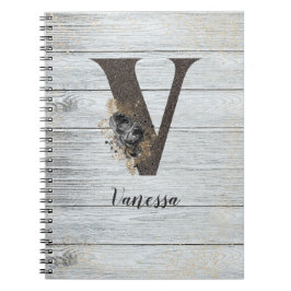 モノグラムのモダンエレガントゴシックブラックバラV ノートブック