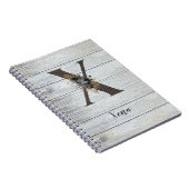 モノグラムのモダンエレガントゴシックブラックバラXノート ノートブック (右側)