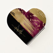 モノグラムのモダンエレガントハート ノートブック (裏面)