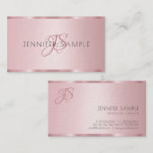 モノグラムのモダンエレガントバラ金ゴールドプレミアム厚 名刺 (正面/裏面)