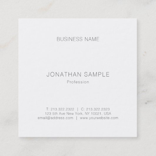 モノグラムのモダンシンプルプロフェッショナルエレガント スクエア名刺 (裏面)