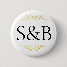 モノグラムのモダンシンプルミニマリスト結婚ズ 缶バッジ