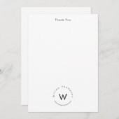 モノグラムのモダンミニマル白 サンキューカード (正面/裏面)