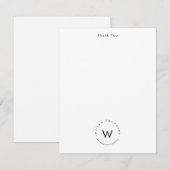 モノグラムのモダンミニマル白 ノートカード (正面/裏面)